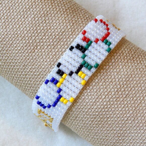2026 Winter Games bead bracelet, handmade, adjustable length, Olympic Rings - Picture 2 of 4